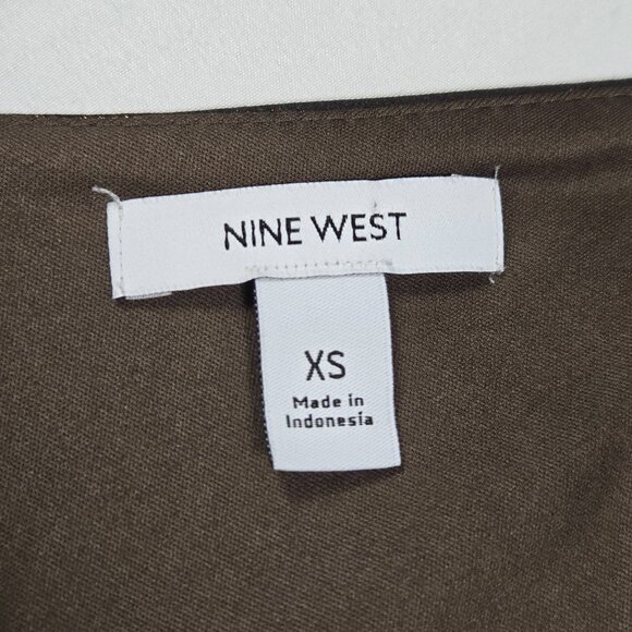 Nine West Womens‎ XS Metallic Black Ruffle Top Smocked Waist Y2K Disco Night Out - Picture 7 of 10